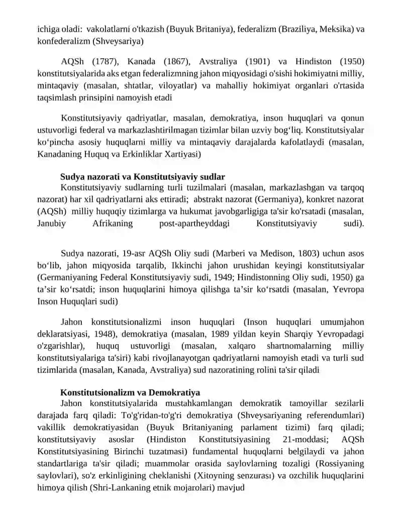 Konstitutsiyada Jahon Konstitutsiyaviy Rivojlanish Tajribalari hamda Qadriyatlarining Aks Etishi 2