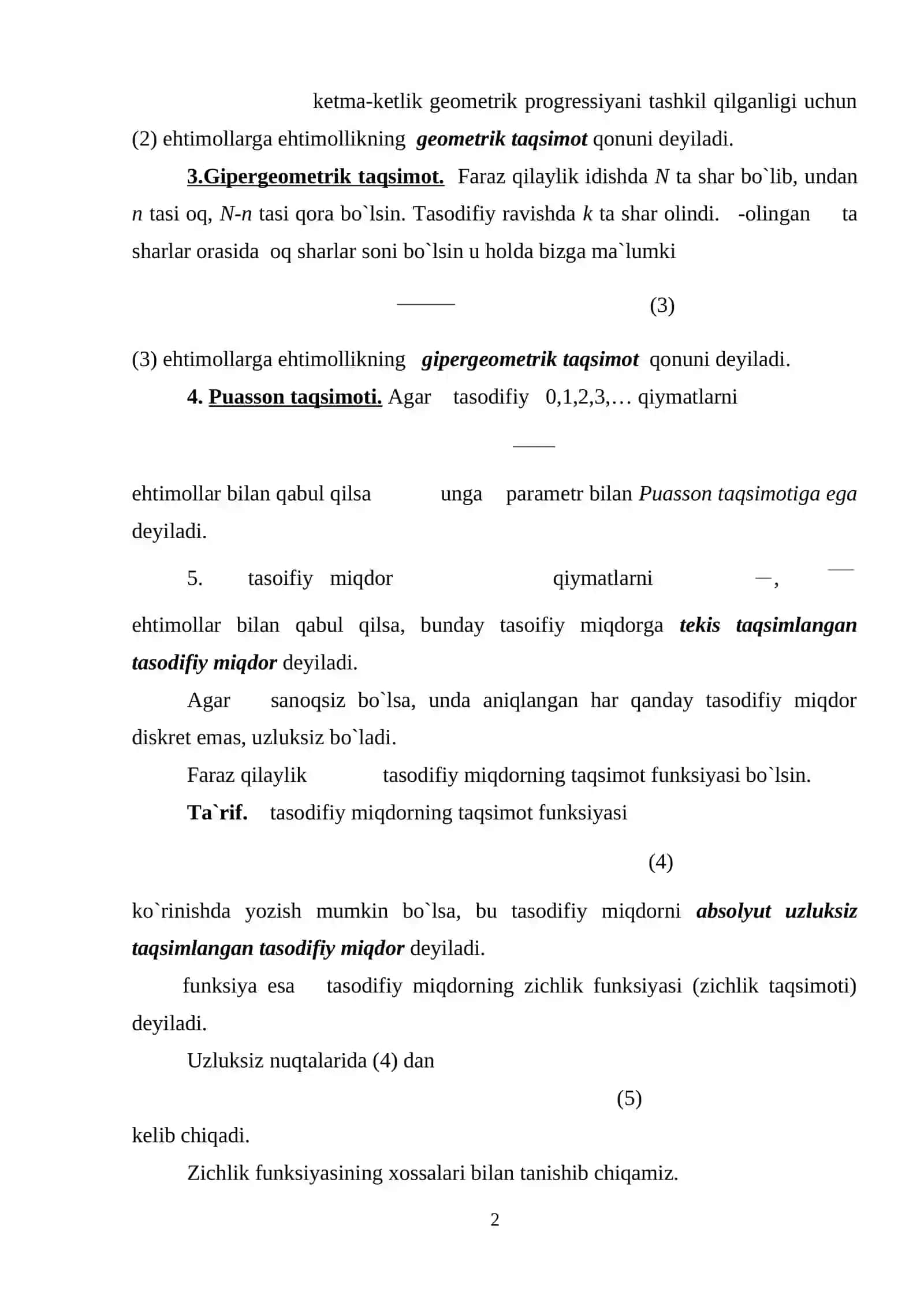 Diskret tasodifiy miqdorlar 2