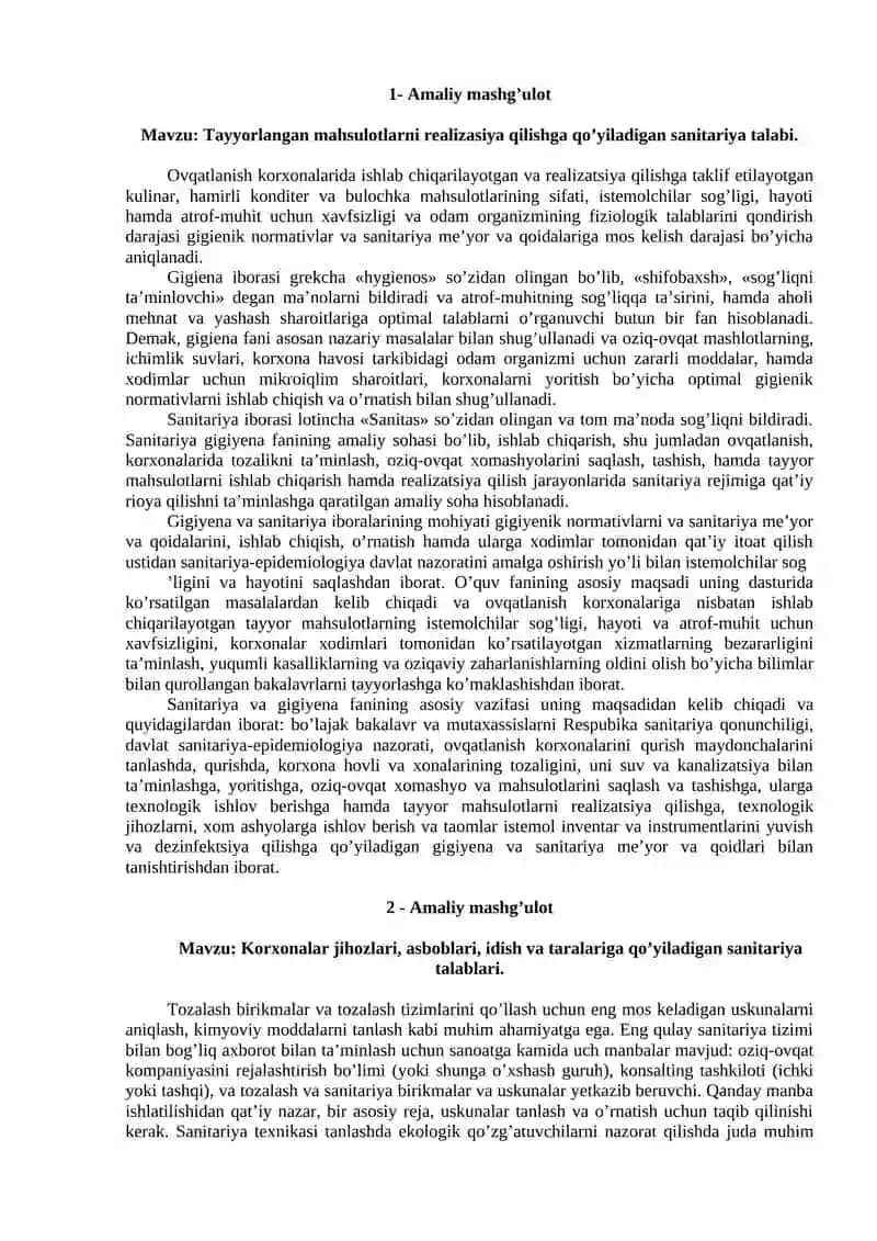 ISHLAB CHIQARISHDA SANITARIYA VA GIGIYENA 2