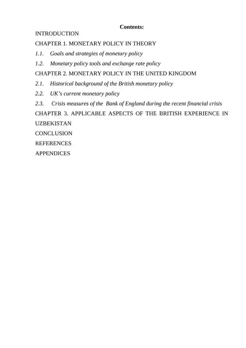 Monetary policy in the United Kingdom and opportunities of its application in Uzbekistan 2