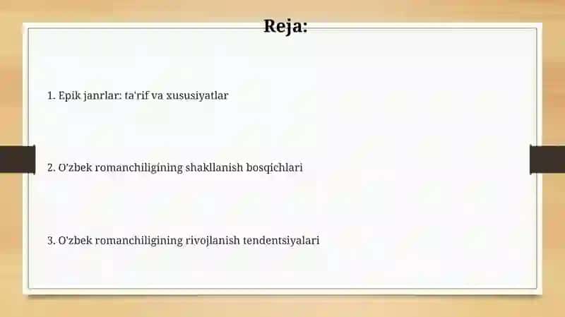 Epik tur janrlari hikoya qissa va roman janrlari. Õzbek romanchilik taraqqiyoti 2