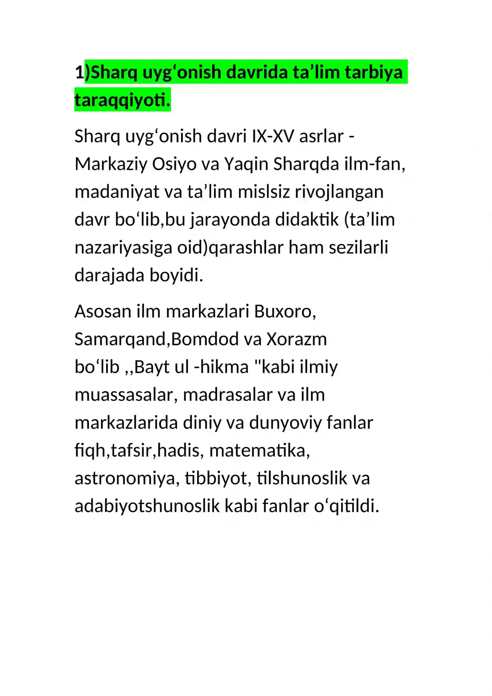 Sharq uygʻonish davrida taʼlim tarbiya taraqqiyoti 2