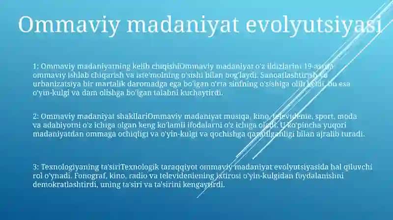 Ommaviy Madaniyatning Shakllanish Tarixi Va Turlari 2