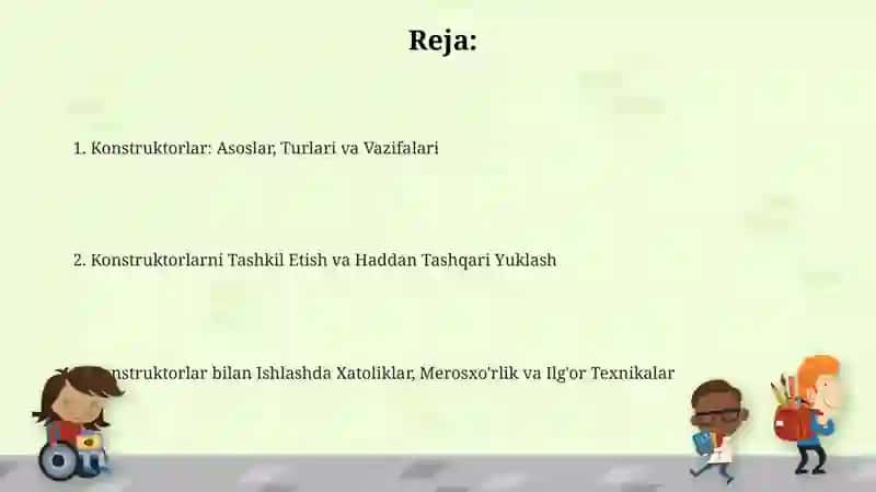 C++da konstruktorlar va ularni tashkil etish usullari 2