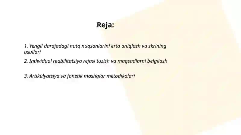 Yengil darajadagi nutq nuqsonlariga ega bo'lgan bolalar bilan olib boriladigan ish tizimi 2