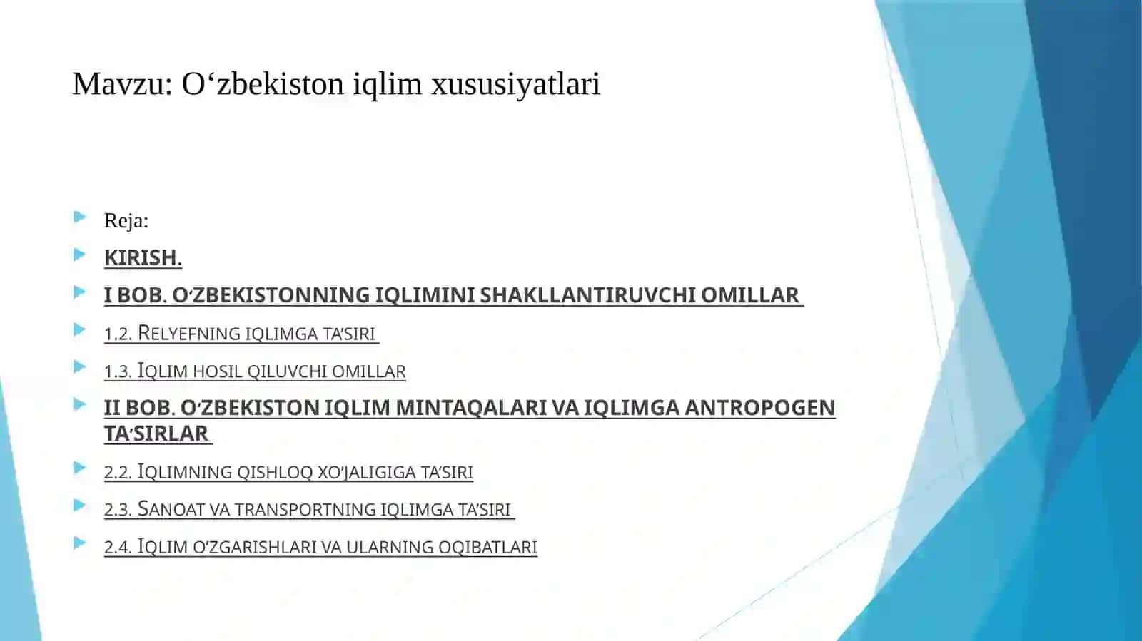 O‘zbekiston iqlim farvorlari 2