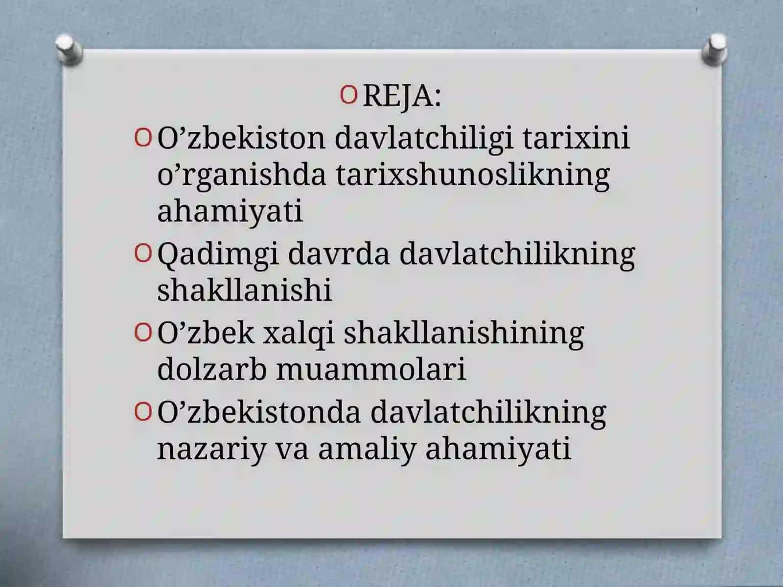 O’zbekiston davlatchiligi tarixi va uni o’rganishning dolzarb muammolari 2