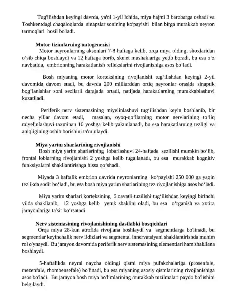 Asab tizimining ontogenezi 2