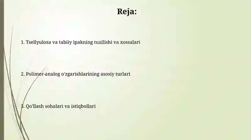 Seluluyoza va tabiiy ipakning polimeranologik oʻzgarishlari 2