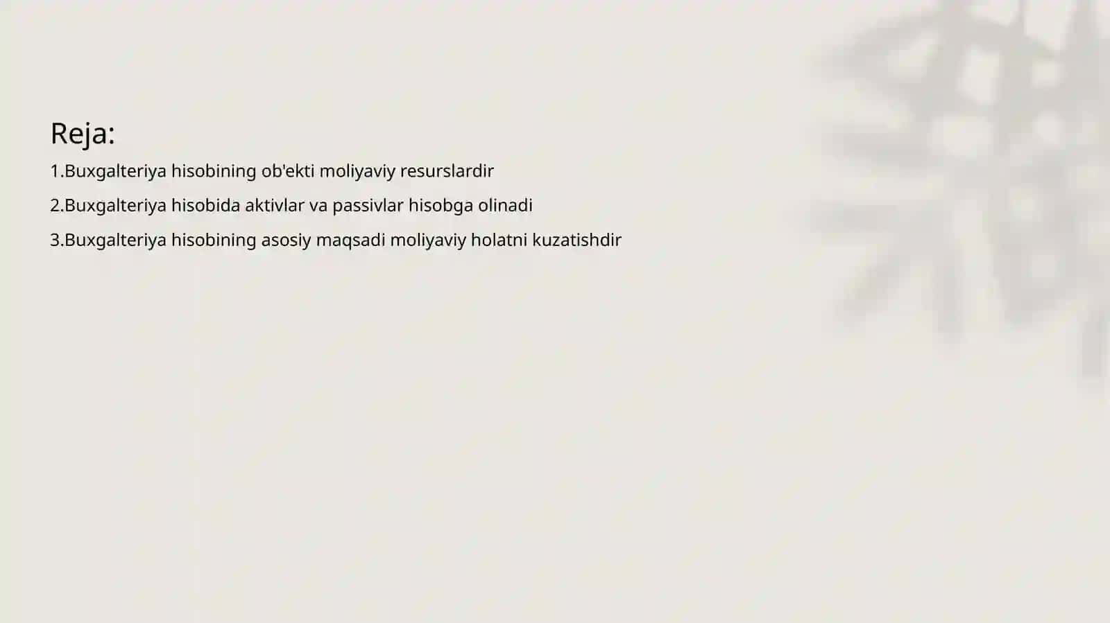 Buxgalteriya hisobining ob'ekti 2