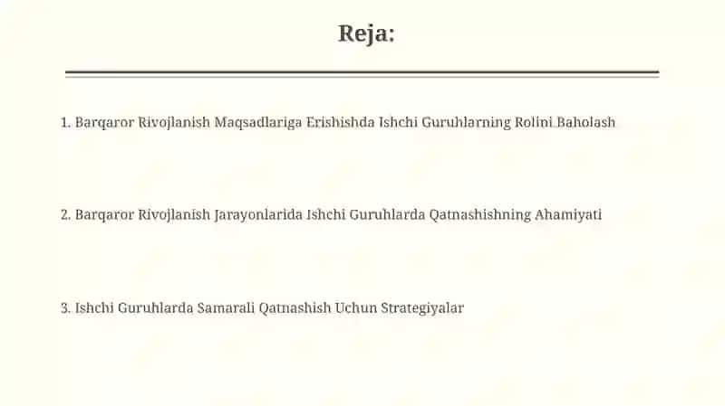 Ishchi Guruhlarda Samarali Qatnashish Uchun Strategiyalar 2