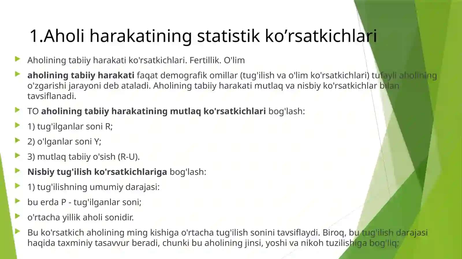 17AHOLI HARAKATINING STATISTIK KO’RSATKICHLARI.REJA 2