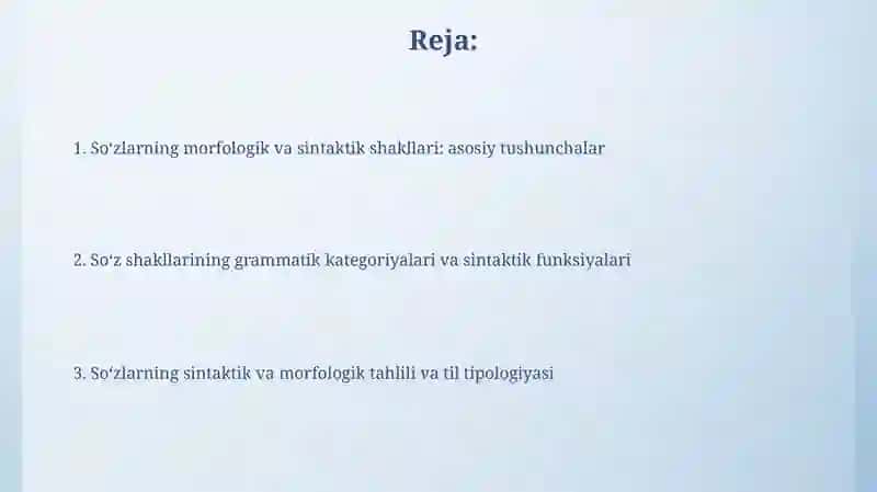 So’zlarning sintatik va morfologik shakllari 2