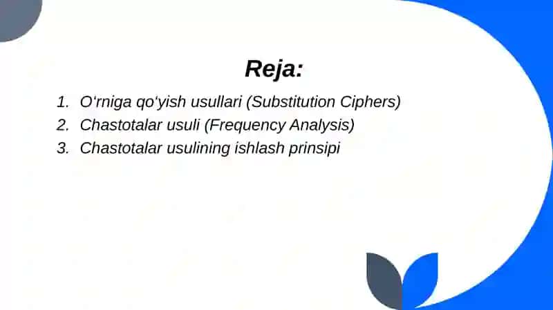 O‘rniga qo’yish usullarini chastotalar usuli asosida tahlil etish. 2