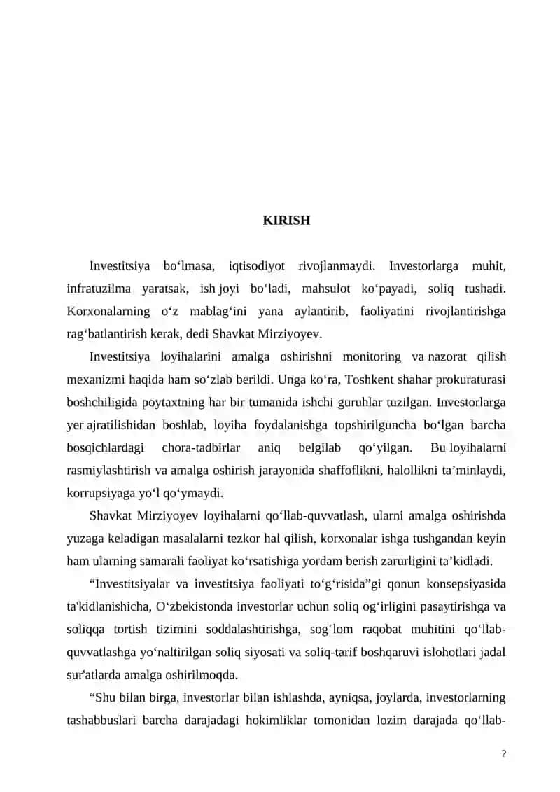 INVESTITSIYANING MOHIYATI MANBALARI VA SHAKLLARI 2