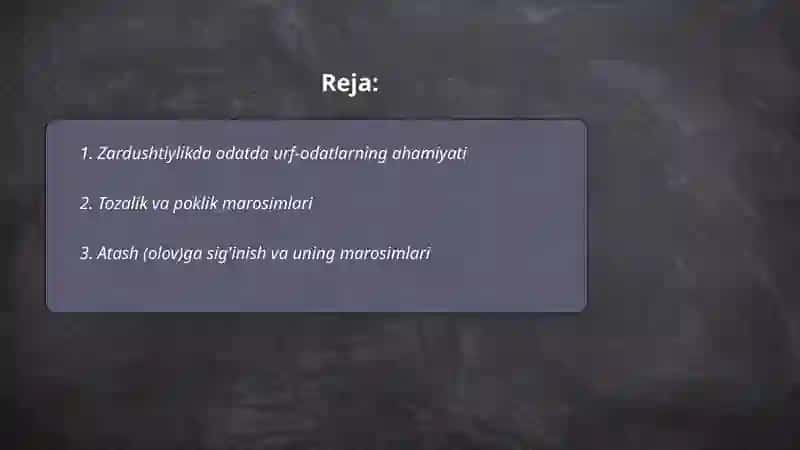 Zardushtiylik ta'limotida urf-odat marosimlar, ma'naviy axloqiy qarashlar 2