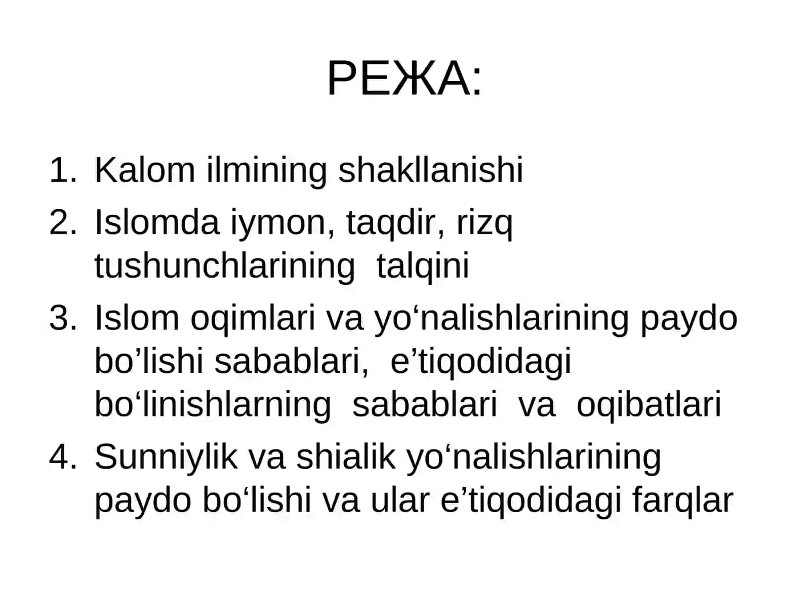 Islom dinining aqidaviy yo`nalishlari va maktablari 2