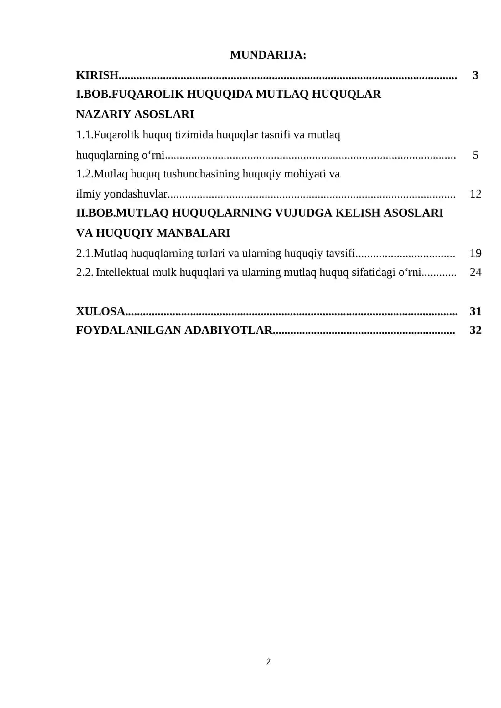FUQAROLIK HUQUQIDA MUTLAQ HUQUQLAR TUSHUNCHASI VA UNING O’ZIGA XOS XUSUSIYATLARI. 2