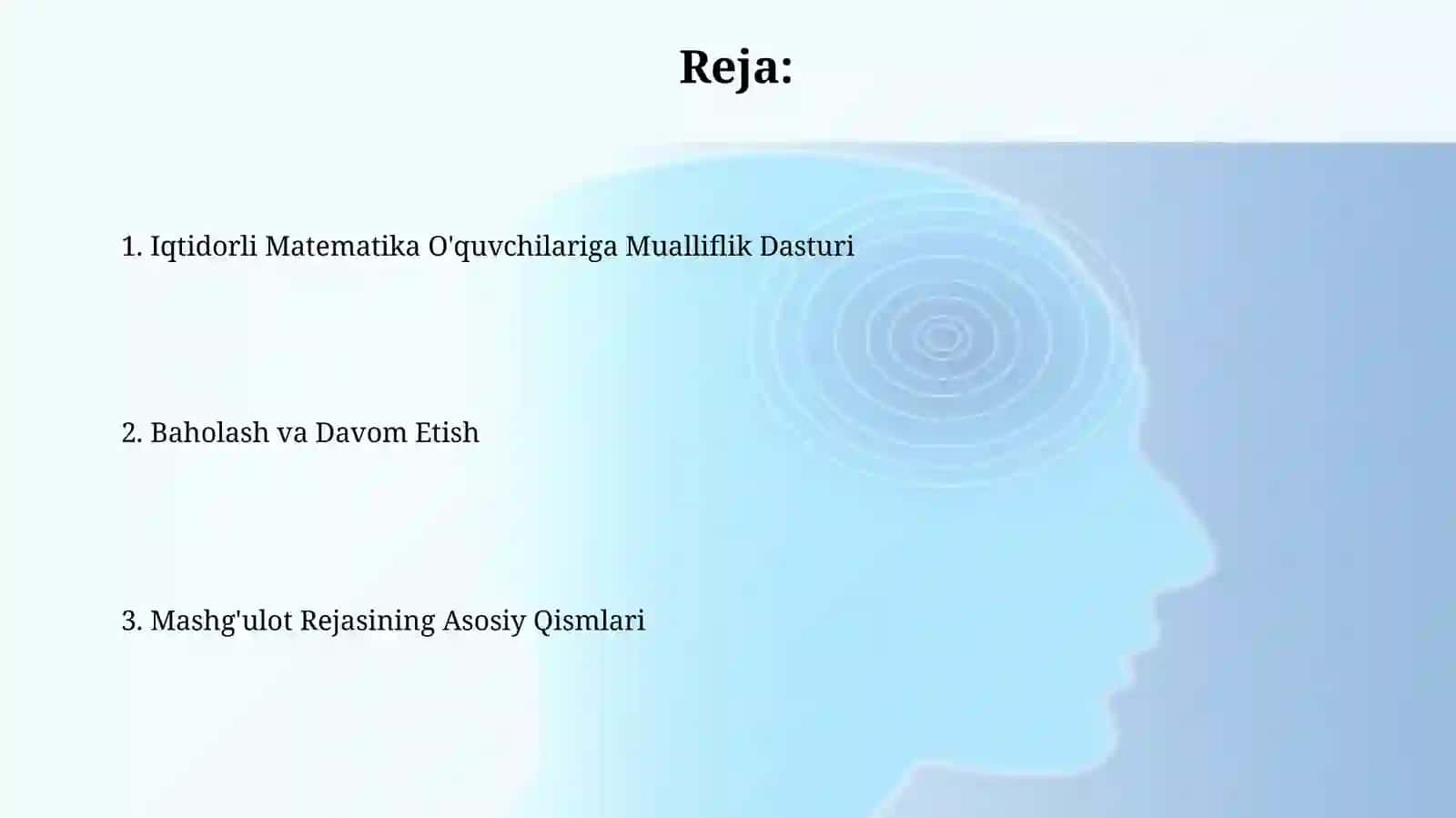 Iqtidorli o'quvchilar bilan ishlash matematikadarsishlanmasi 2