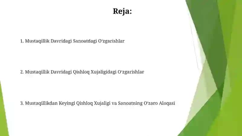 Mustaqillikdan keyingi qishloq xo'jaligidagi o'zgarishlar 2