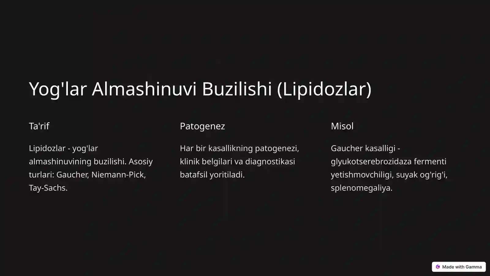 Yog'lar Almashinuvi Buzilishi Bilan Kechuvchi Kasalliklar va Genetik Kasalliklar 2