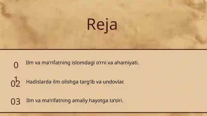 Imom Buxoriy ilm ma'rifat haqidagi hadislarning mazmuni 2
