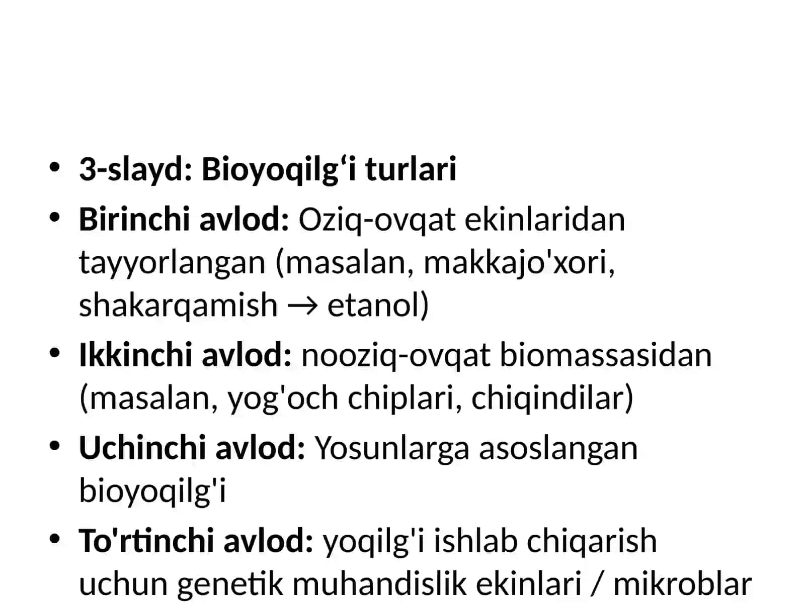 Bioyoqilg'i turlari 2
