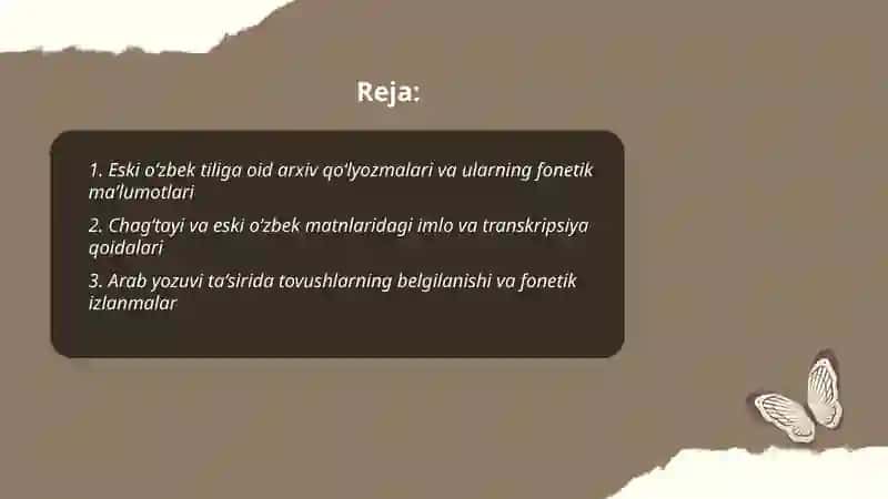 Eski oʻzbek tilining fonetik qurilishiga doir manbalar bilan tanishish 2