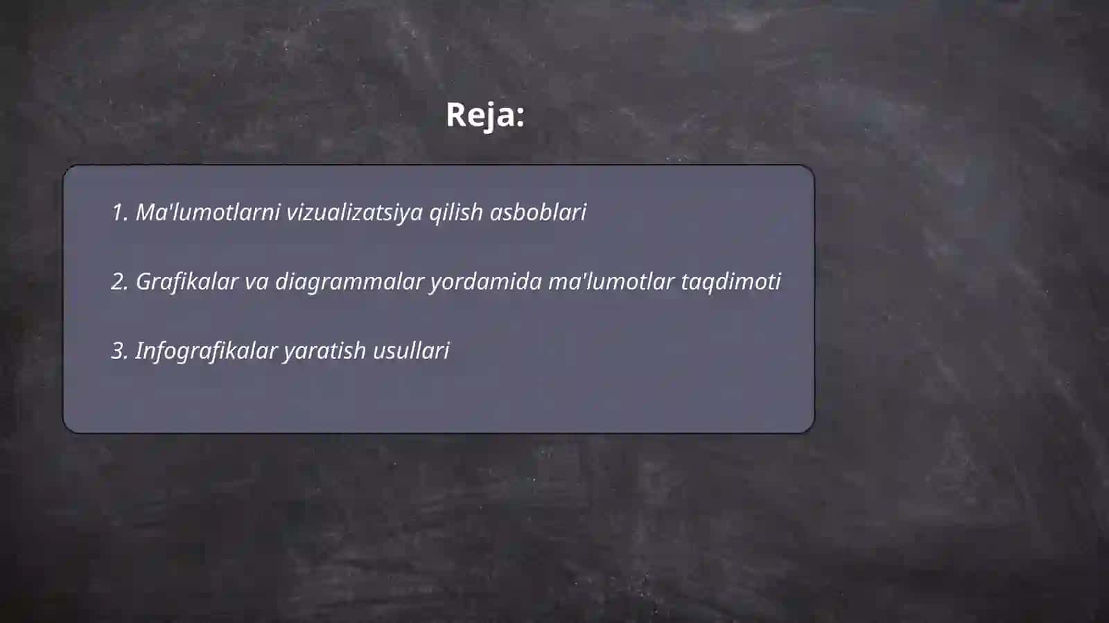 Natijalarni vizual va matn shaklida taqdim etish 2