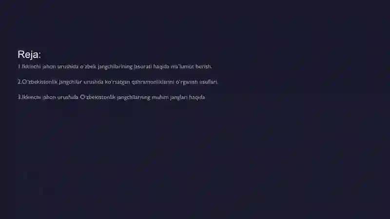 Ikkinchi jahon urushida O‘zbek jangchilarining jasorati 2