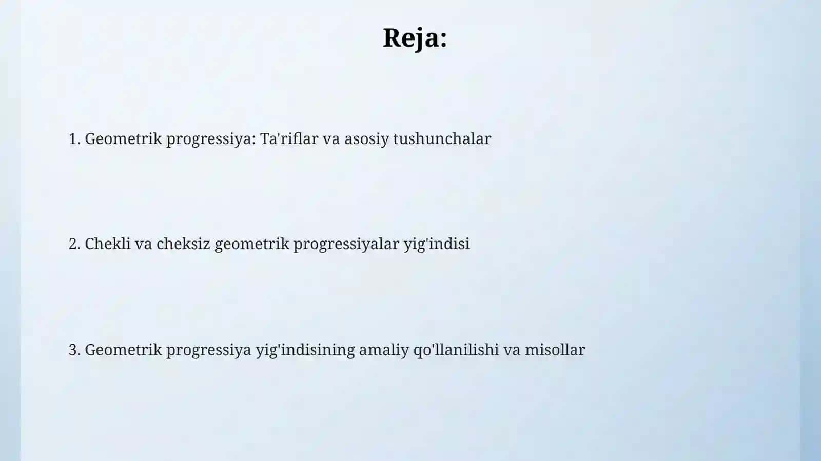 Geometrik progressiya nta hadi yigʻindisi 2