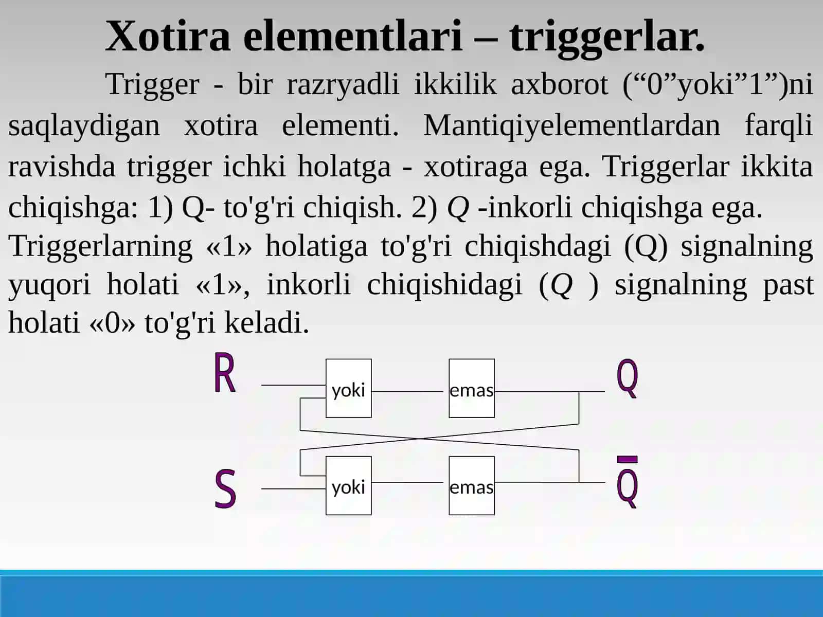 Trigerlar.registrlar,xotiravauningishlashprinspi 2