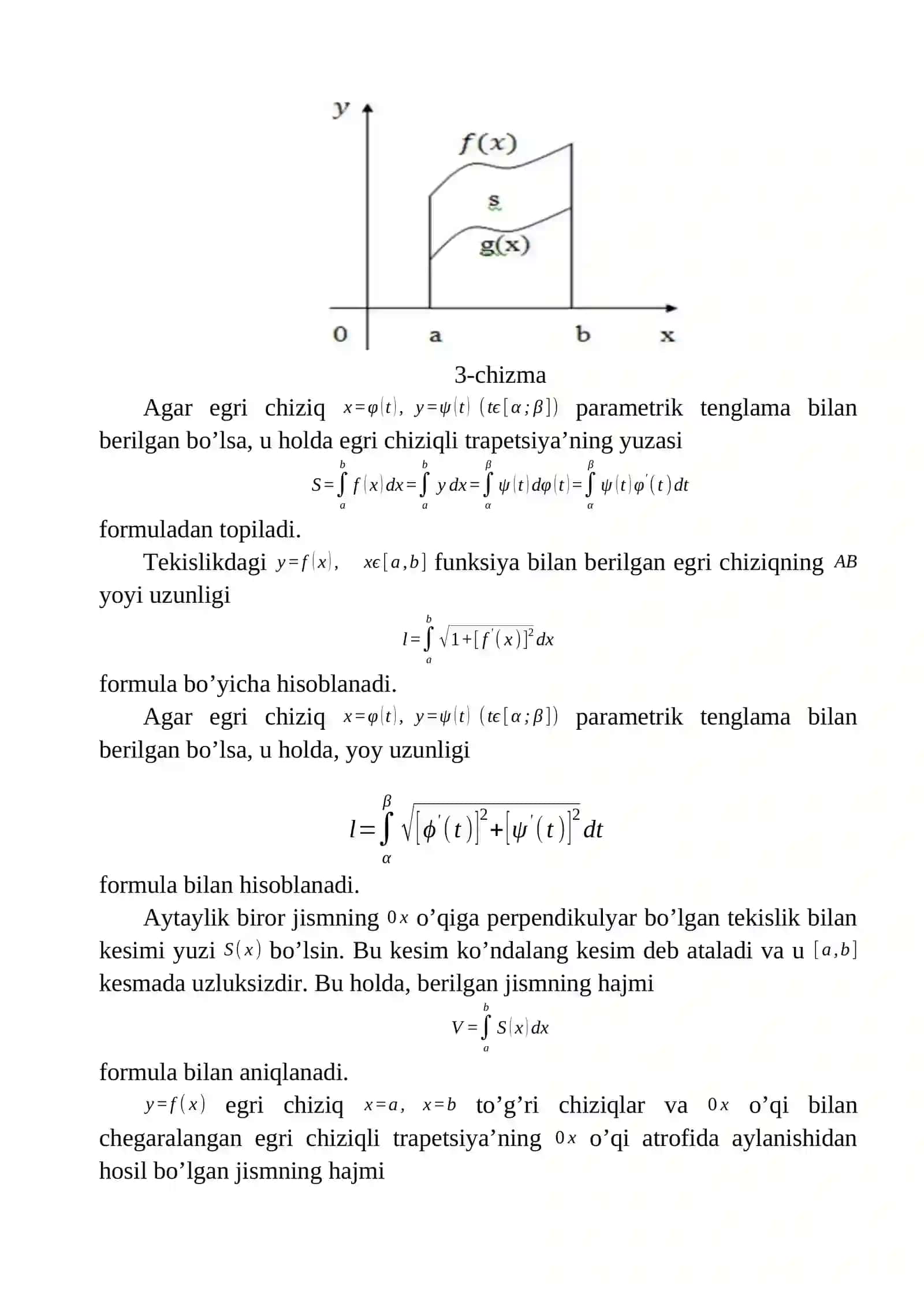 Aniq integralning geometrik tatbiqlari 2