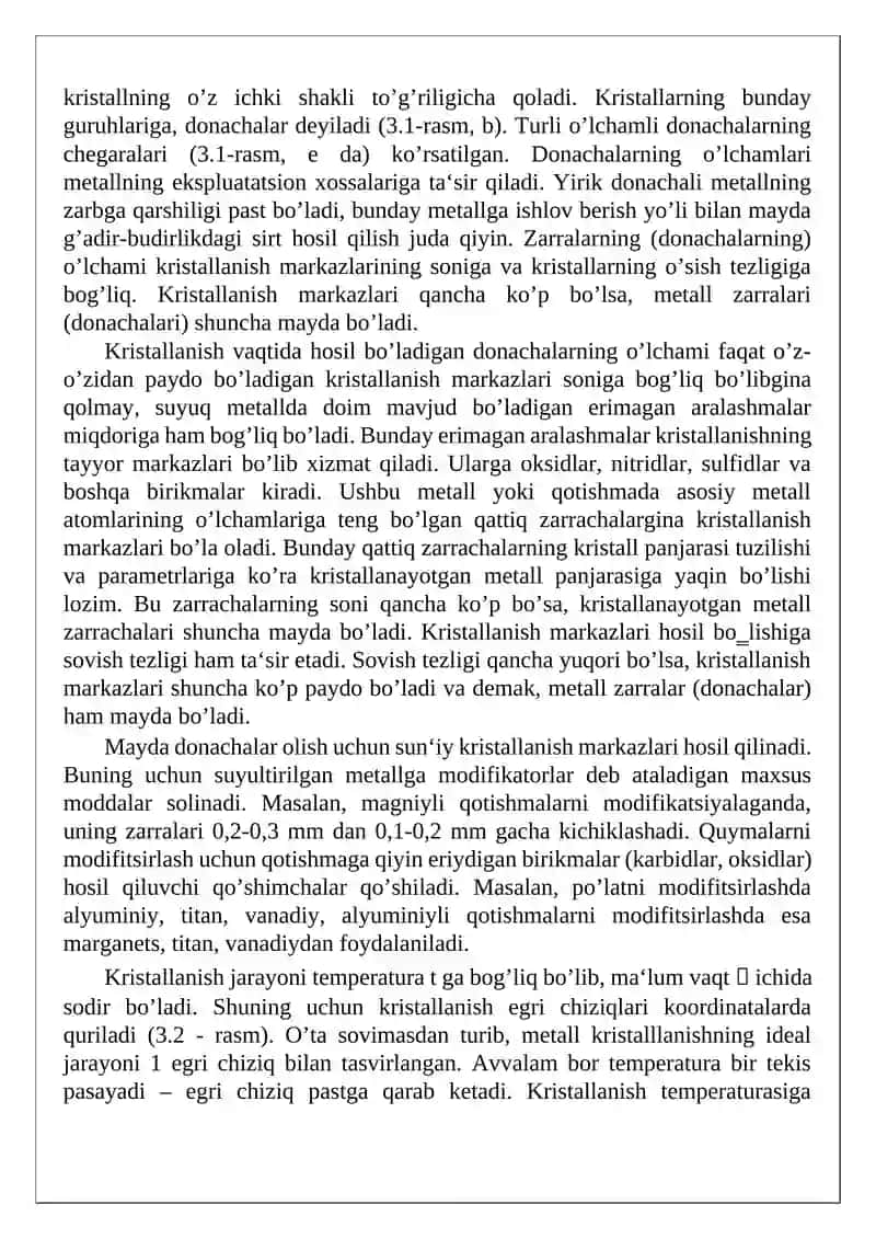 Metallar va qotishmalarning birlamchi kristallanish jarayoni 2
