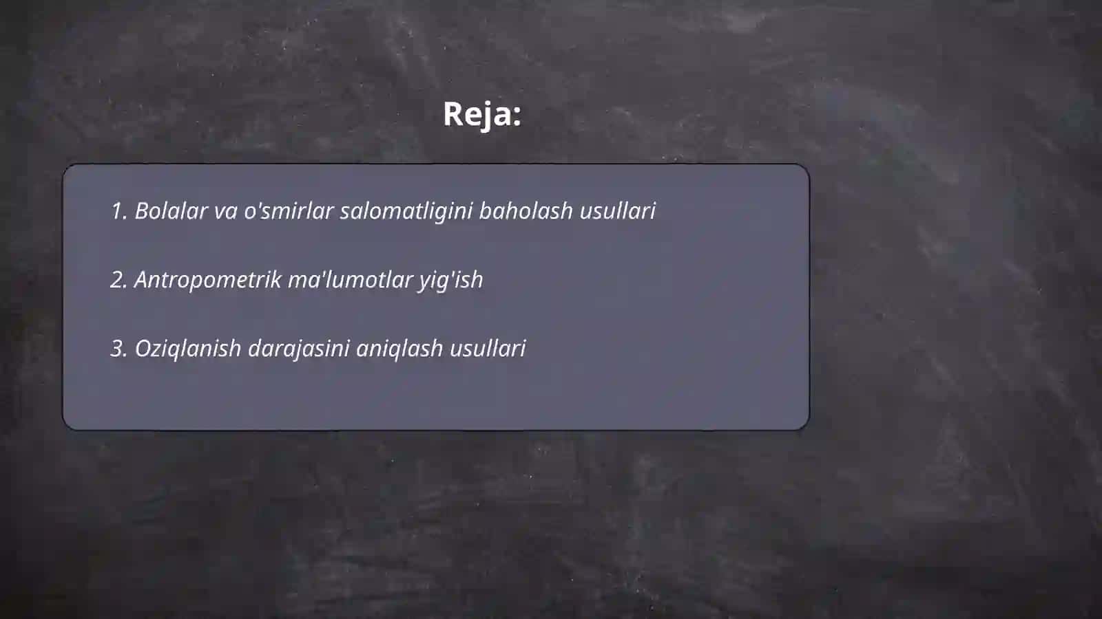 Bolalar va o'smirlar salomatlik holatini xarakterlovchi ko'rsatkichlarni o'rganish usullari 2