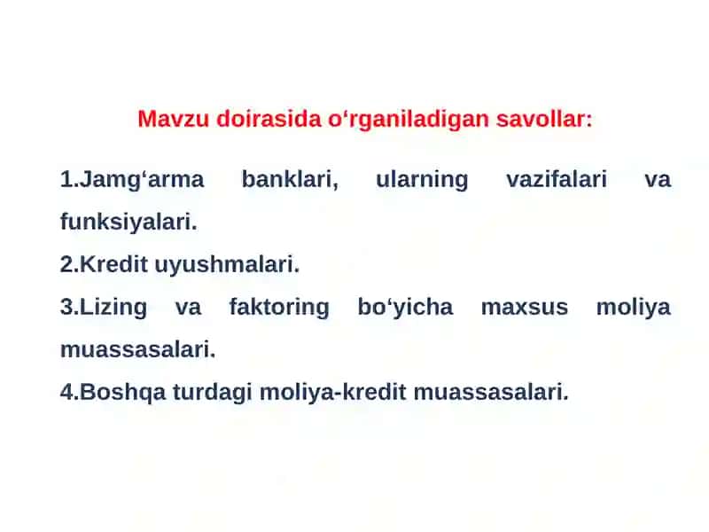 Nobankkredit tashkilotlari va ularning turlari 2