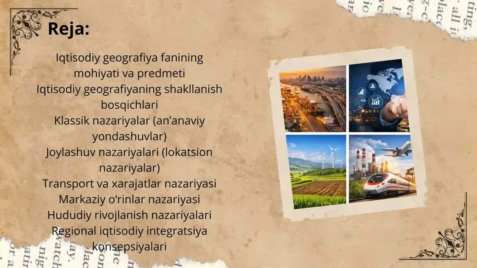 Iqtisodiy geografiyaning asosiy nazariya va konsepsiyalari 2