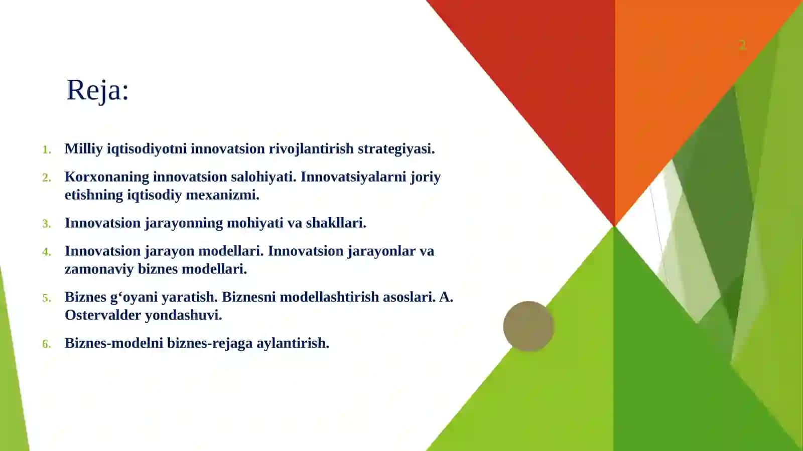 Innovasiyalarning iqtisodiy ahamiyati. Innovatsion jarayonlarning modellari 2