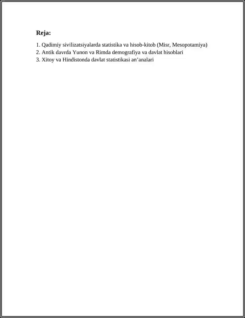 STATISTIKANING RIVOJLANISH TARIXI 2