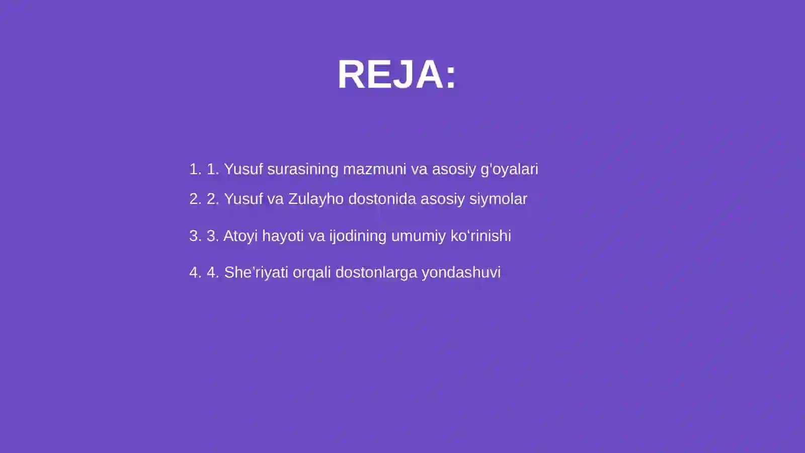 Yusuf surasi bilan Yusuf va Zulayho dostonlarida Atoyi sheʼriyati va poetikasi 2