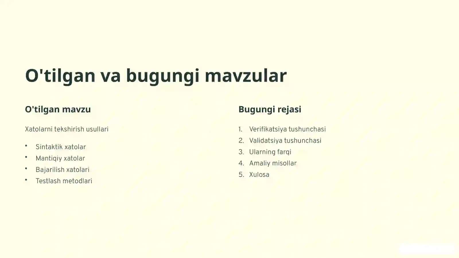 Verifikatsiya va Validatsiya 2