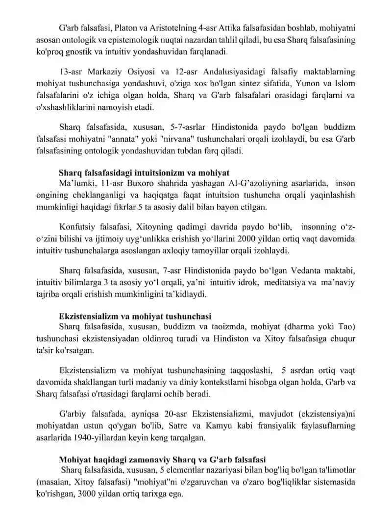 Falsafaning mohiyatiga oid Sharq va G'arb mutafakkirlari taʼriflarini tavsiflash 2