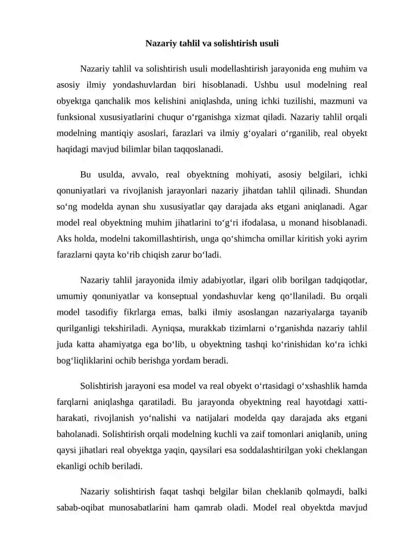 Modellarning real obektga nisbatan monandligini aniqlash usullari 2