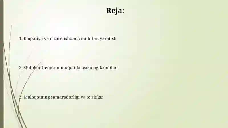 Muloqot: shifokor va bemor muloqotining psixologik xususiyatlari 2