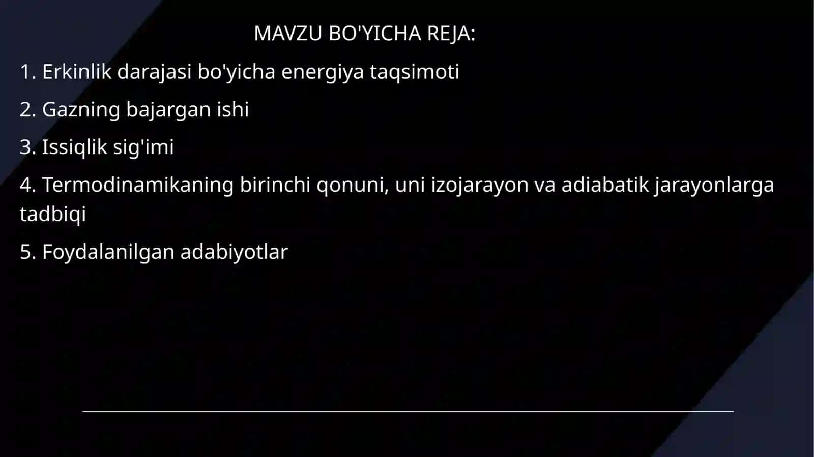 Erkinlik darajasi bo'yicha energiya taqsimoti 2
