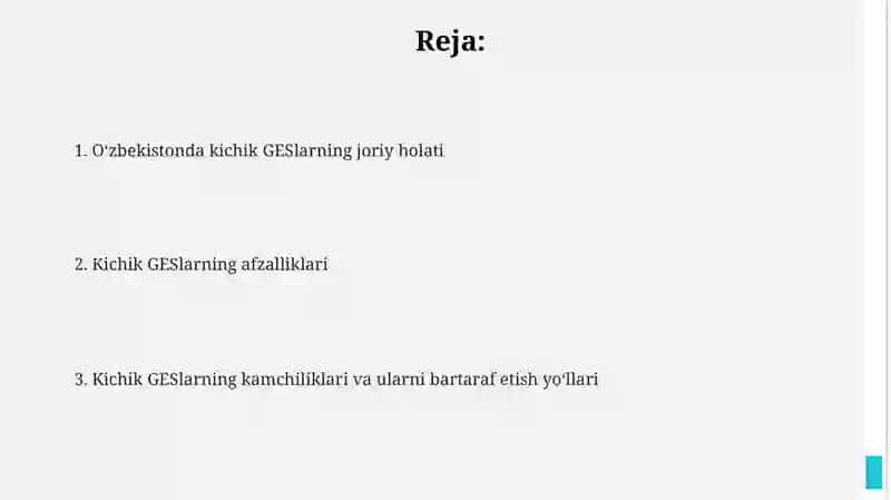 Oʻzbekistonda ishlatilayotgan kichik GES lar 2