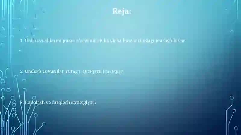 Unli va undosh tovushlarni òrganishda leksik mashqlarni tashkil etish 2