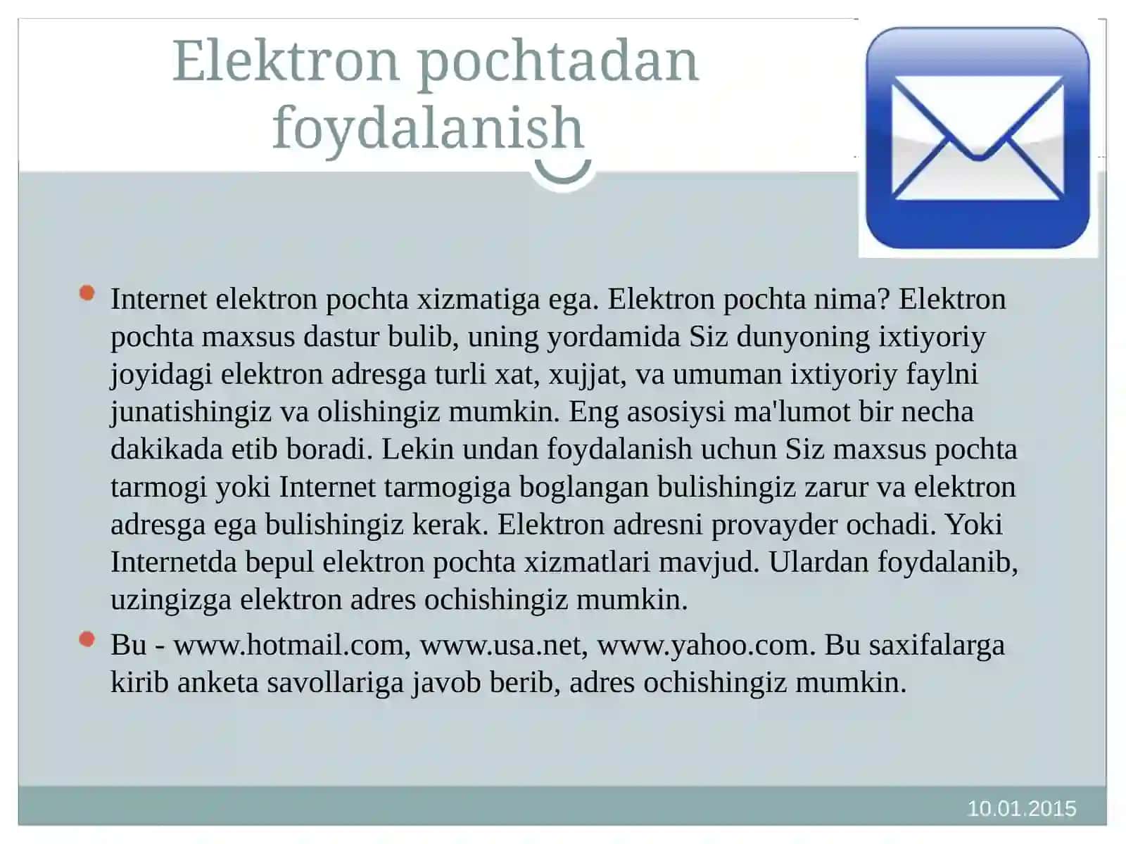 Elektron pochta vakompyuter tarmoqlari 2