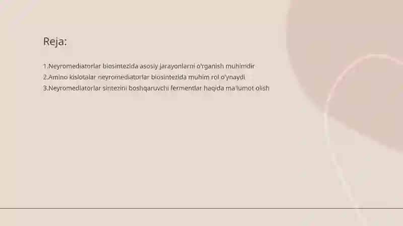 Neyromediatorlar biosintezi 2