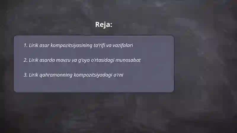 Lirik asar kompozitsiyasi 2